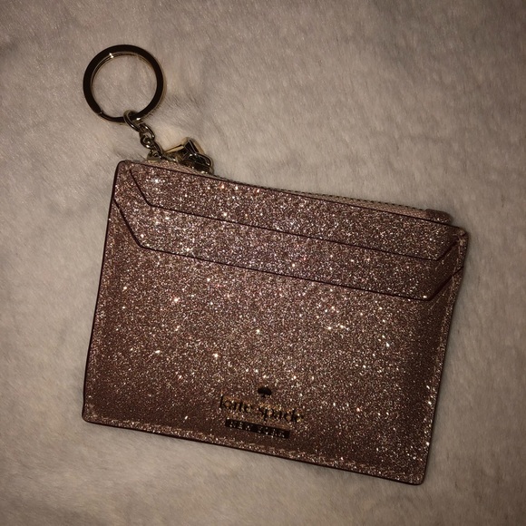 kate spade Handbags - Kate Spade rose gold glitter card and coin holder